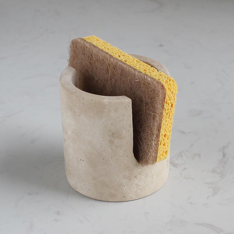 Natust Natural Travertine Sponge Holder for Kitchen Sink, Drying Rack, Compact Sink Caddy Organizer (Beige Travertine) - Image 5